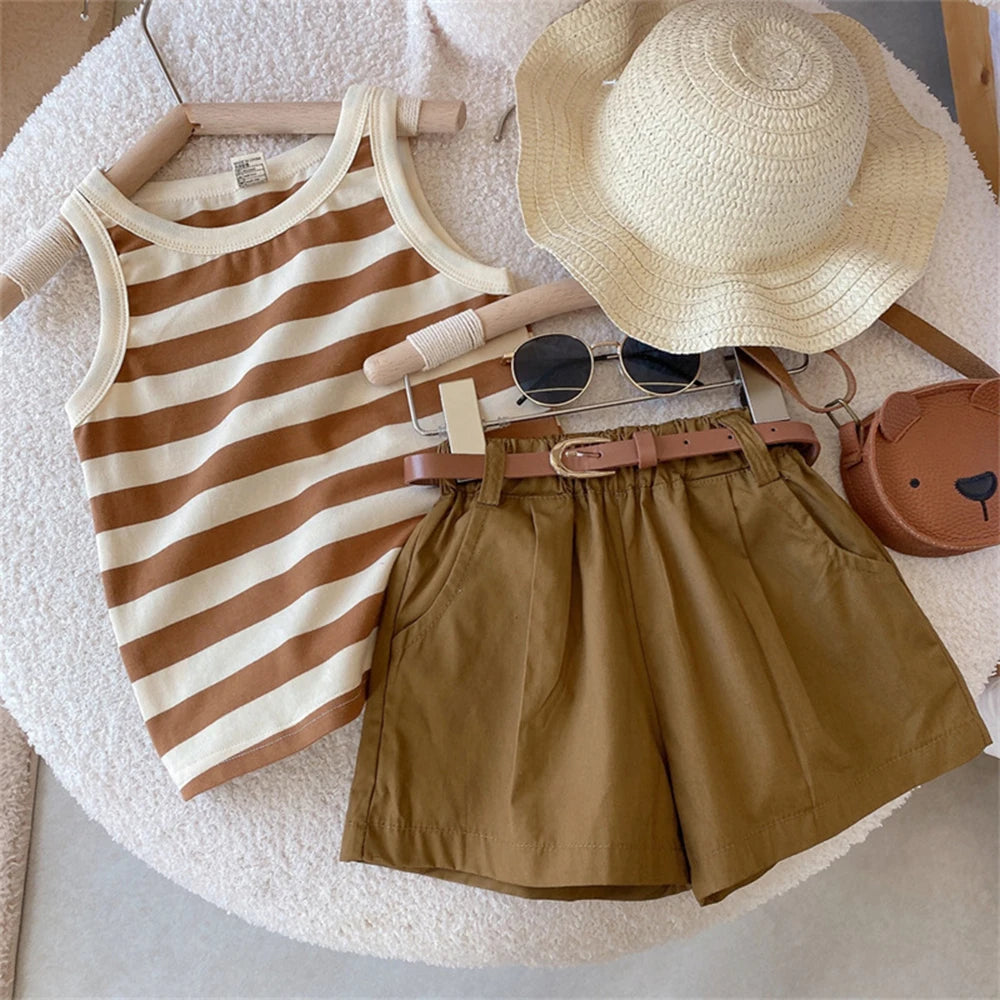 Vest and Shorts Summer Set (Belt included)